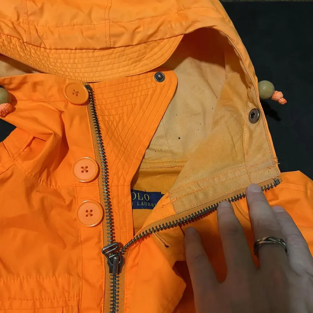 Polo Ralph Lauren Jacket Military Orange Hooded Vintage Anorak Hunting Pockets